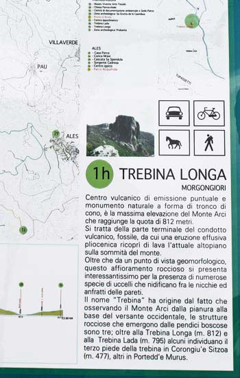 Morgongiori (OR), cartello turistico indicante Trebina longa 